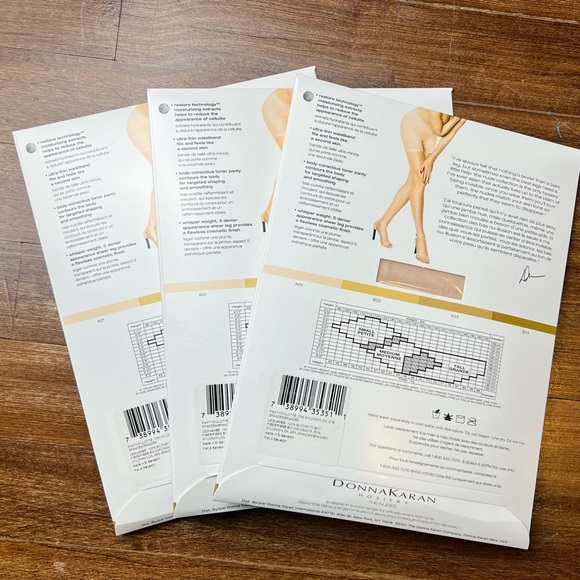 Donna Karan Hosiery 'The Nudes' Pantyhose Color Tone A01 Size Small 3 Pairs NEW. - Picture 3 of 9